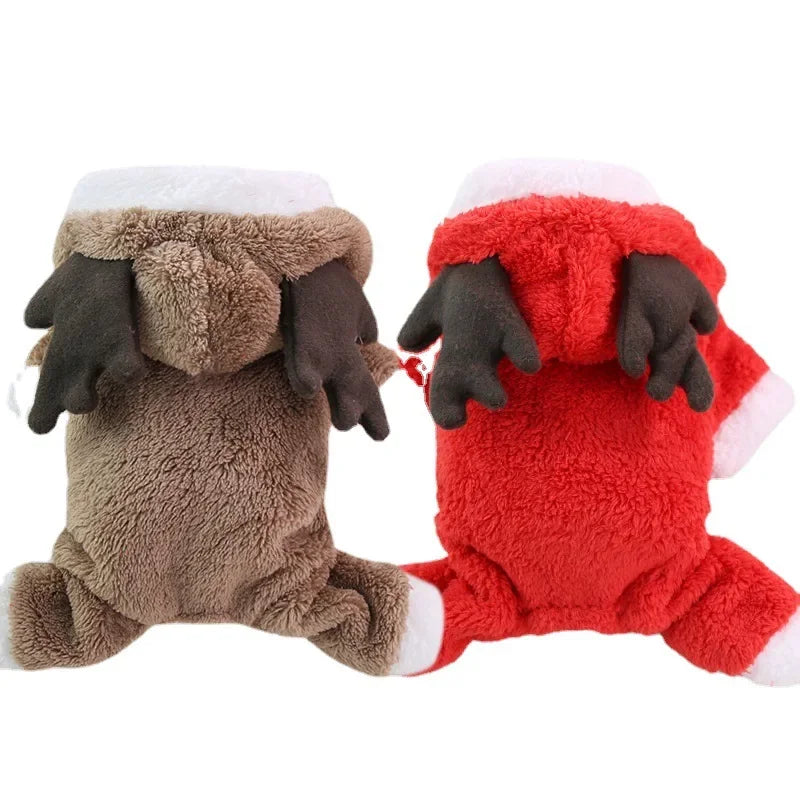 Pet Dog Cat Halloween Christmas Costume Cosplay Elk Dog Costumes for Small Dogs Winter Warm Dog Cat Clothes