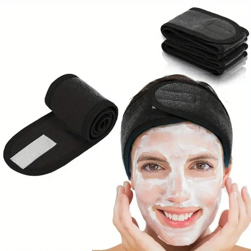 Women's Adjustable Wide Headband Velcro Sports Yoga Headband Face Wash Makeup Double layer Headband Beauty Strap