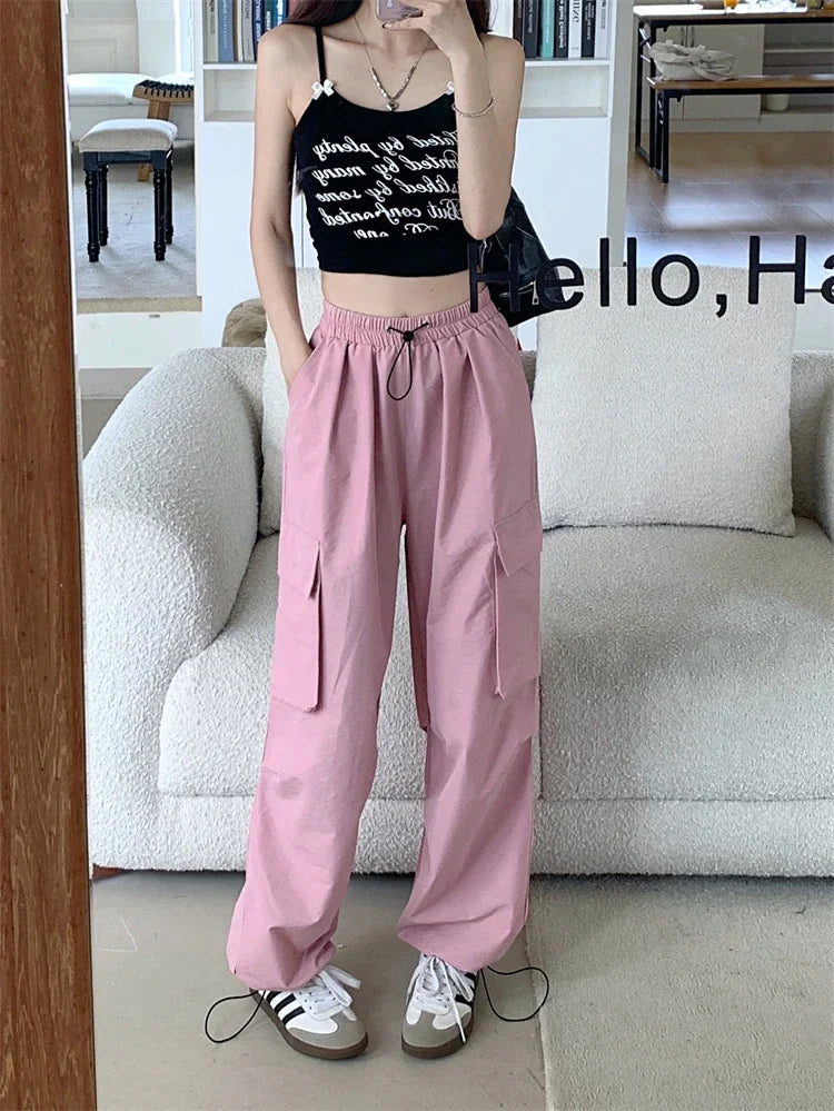 High Waist Wide Leg Workwear Pants Women's Spring 2024 Loose Sun Protection Casual Sports Thin Style Fashionable Trousers