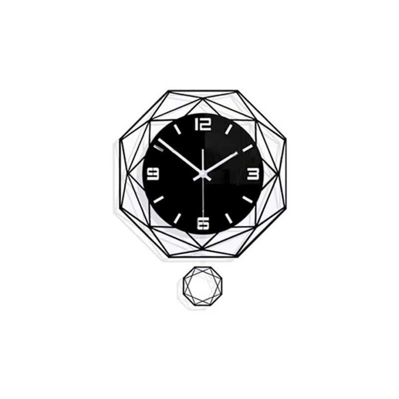 Polygonal Swinging Wall Clock with Swinging Function Suitable for Living Room Office Living Room Decoration Clock