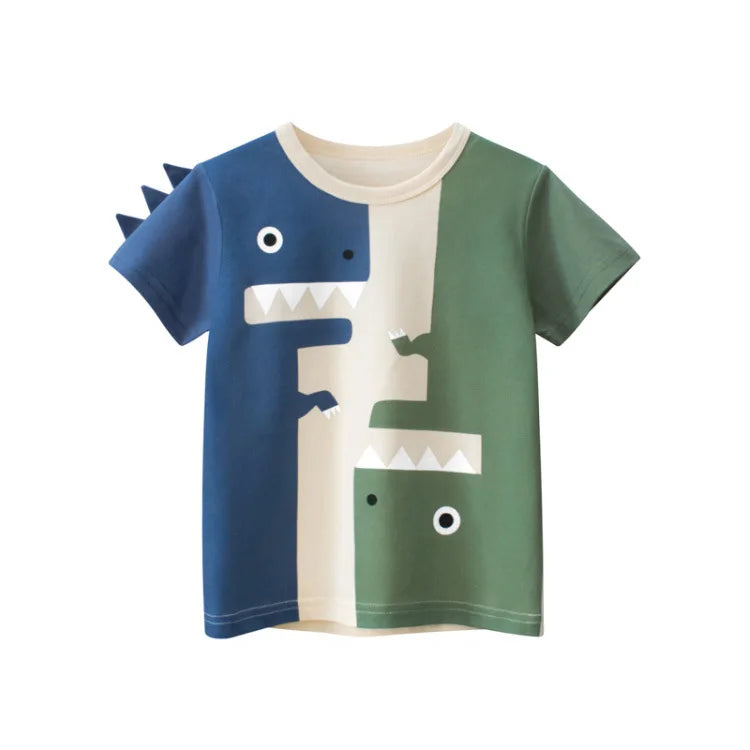 Children Short Sleeve T-shirts Korean Version Kids Clothing Boy Baby Cotton Tees 2-9 Years Summer Cartoon Tops