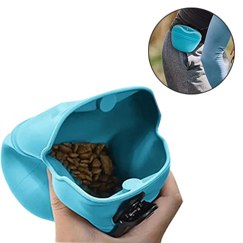Portable Silicone Dog Treat Bag Outdoor Dog Treat Pouch for Training Feeding Bag Large Capacity Pet Trainer Waist Bag Dog Suppli