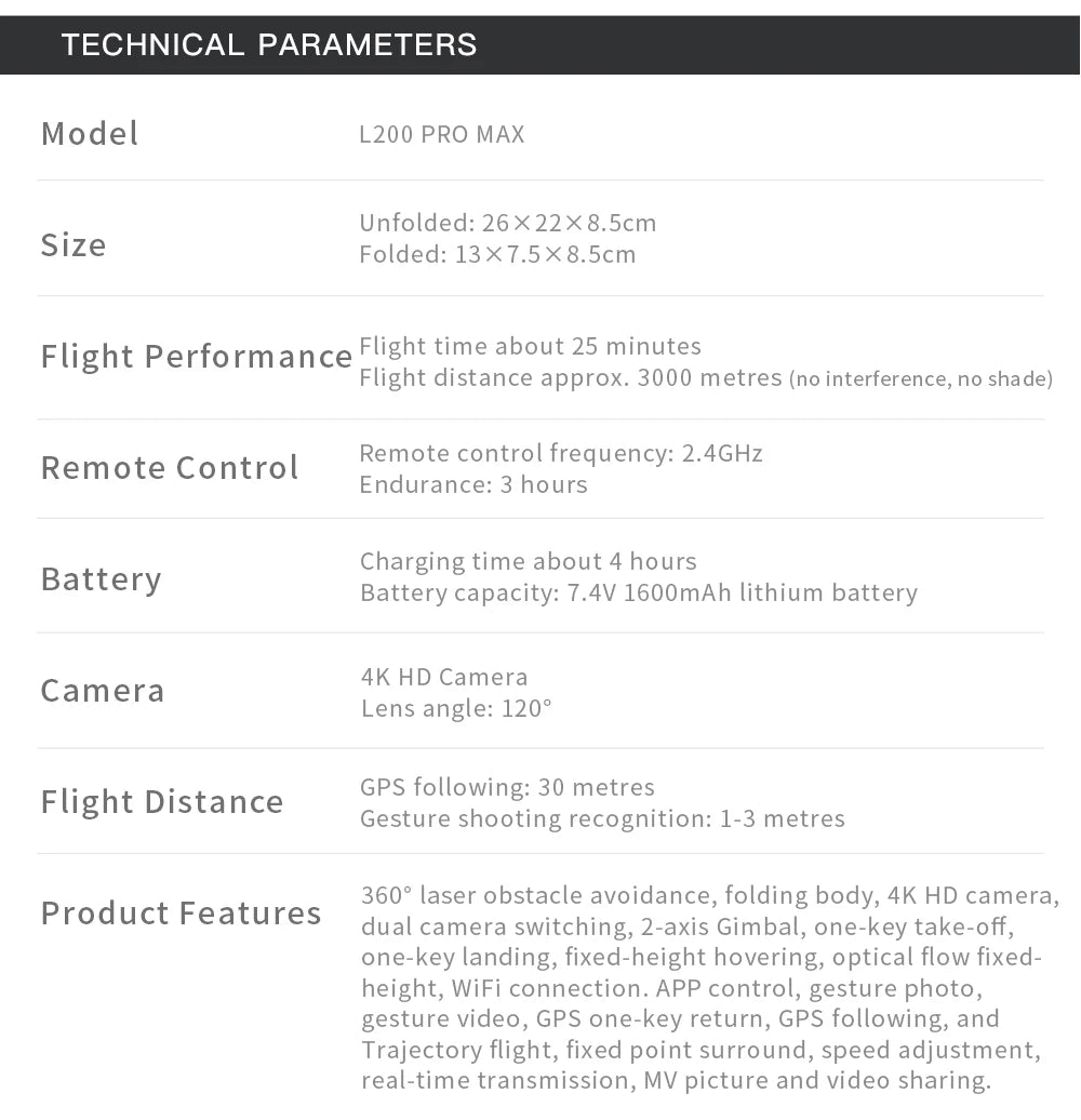 2025 L200 Pro Max GPS Drone 5KM 8K Professional HD Dual Camera 2-Axis Gimbal Obstacle Avoidance Brushless Foldable RC Quadcopter