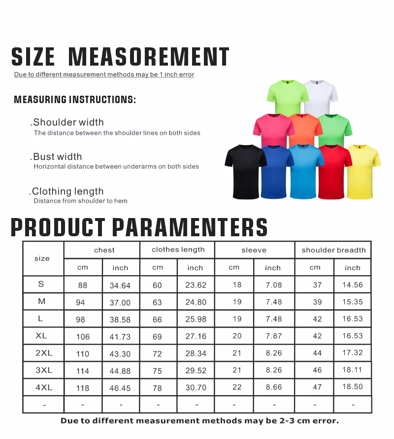Multicolor Quick Dry T Shirt Summer Short Sleeve Fitness Shirt Running Football Jersey Training Workout Breathable Sportswear