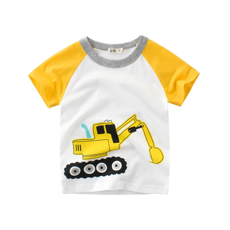 Children Short Sleeve T-shirts Korean Version Kids Clothing Boy Baby Cotton Tees 2-9 Years Summer Cartoon Tops