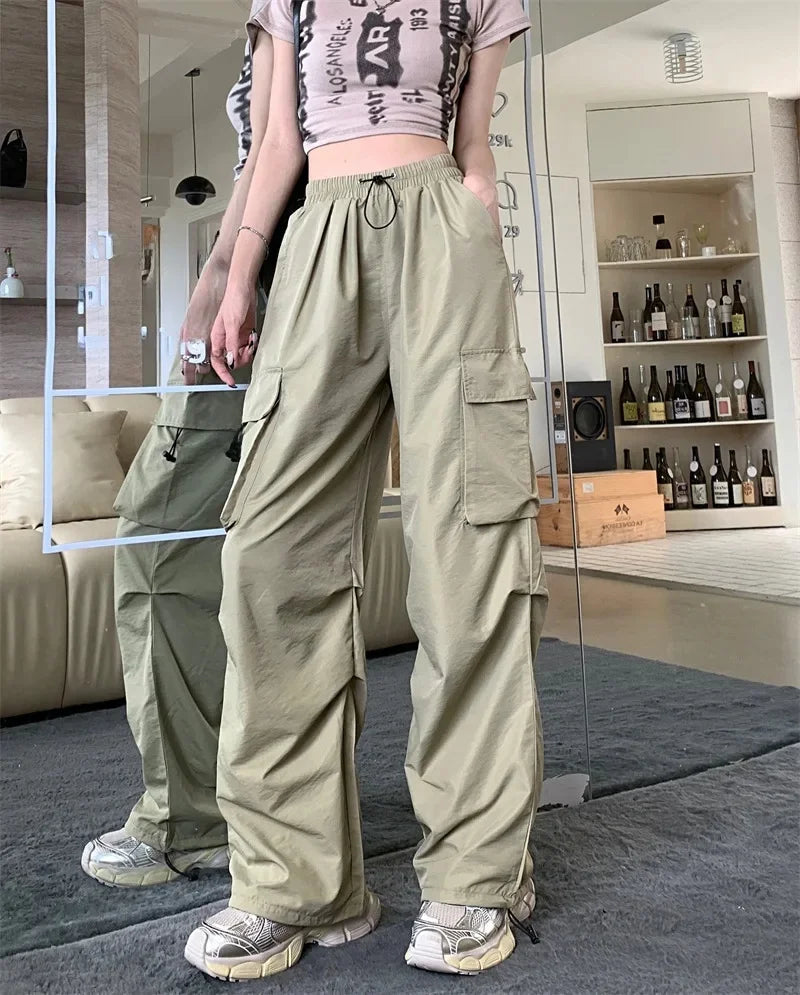 High Waist Wide Leg Workwear Pants Women's Spring 2024 Loose Sun Protection Casual Sports Thin Style Fashionable Trousers