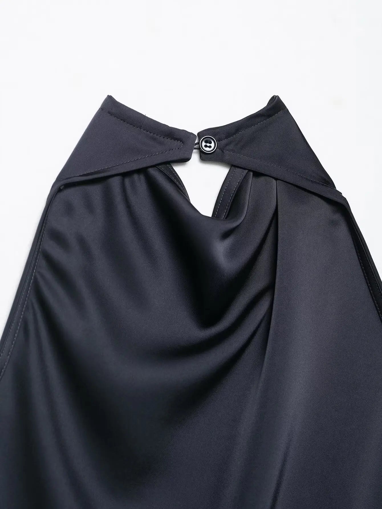 MYST&ZA2025 new summer women's casual simple halter neck backless sleeveless top + drawstring wide-leg trousers