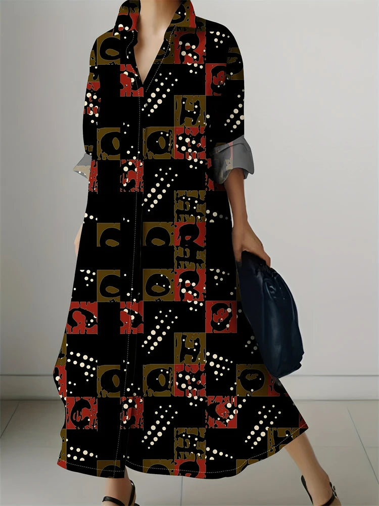 New Women's Fashion Shirt Dresses High Temperament Leopard Print Casual Dresses Women's Elegant Party Long Sleeve Dresses