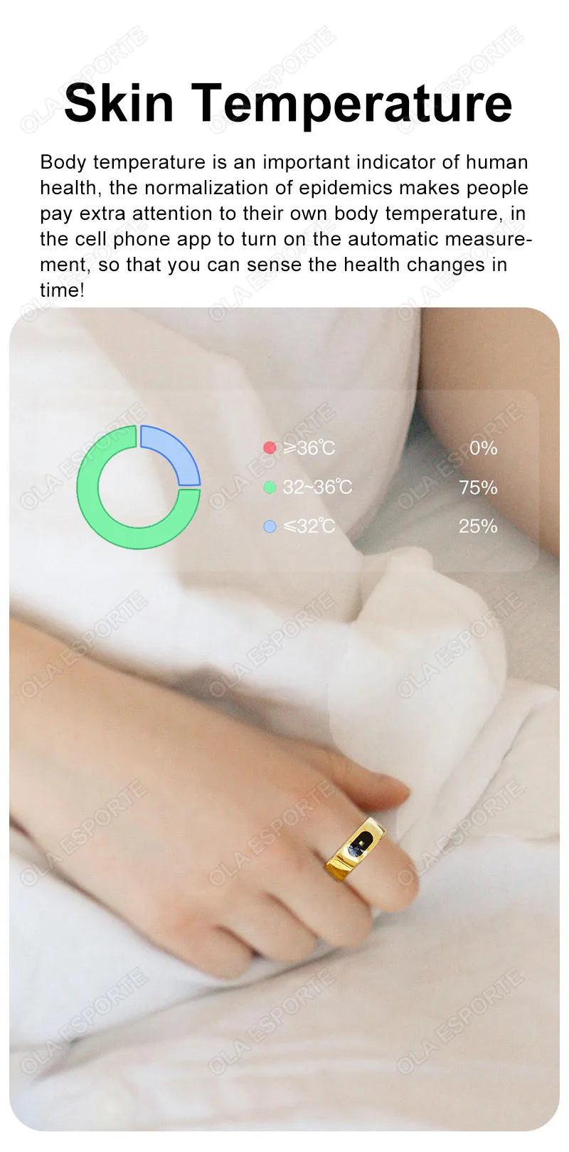 For Xiaomi Smart Ring Bluetooth Health Monitor Heart Rate Blood Oxygen Sleep Temperature Gesture Control Waterproof Sport Rings