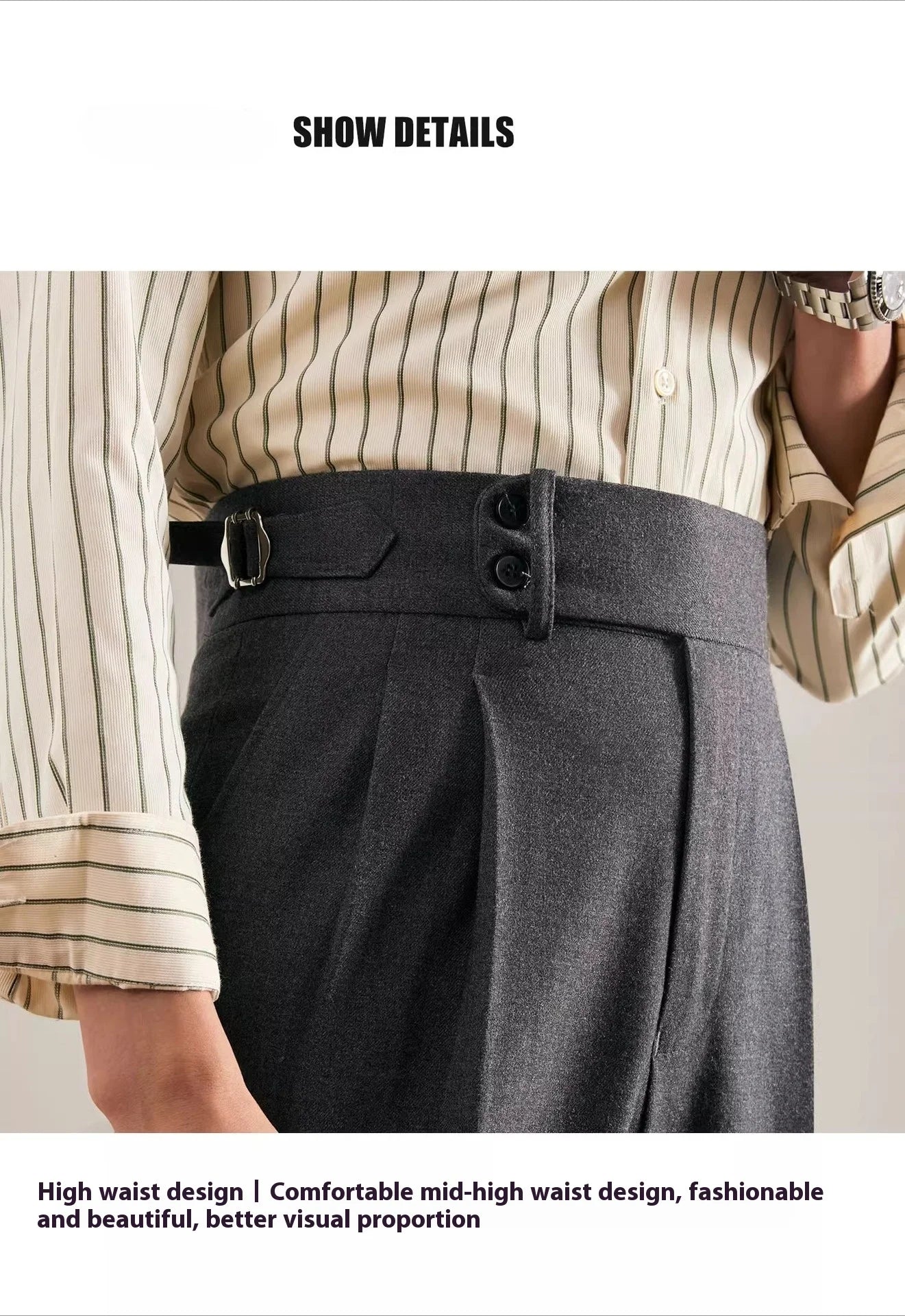 Italian Naples Trousers High Waisted Straight Men's Business Casual Pants High-end Elegant Retro Suit Pants Banquet Wedding