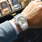 POEDAGAR Trendy Casual Wristwatch For Men Week Date Stainless Steel Man Watch Luminous Waterproof Luxury Quartz Men Watches+Box