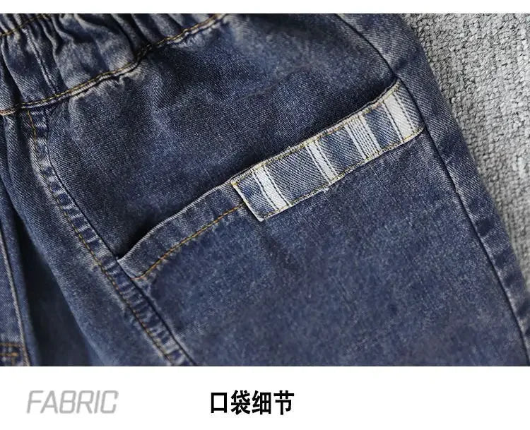 Vintage Jeans Shorts Women Summer Floral Embroidery Elastic High Waist Denim Shorts Design Wide Leg Trousers Blue Black Shorts