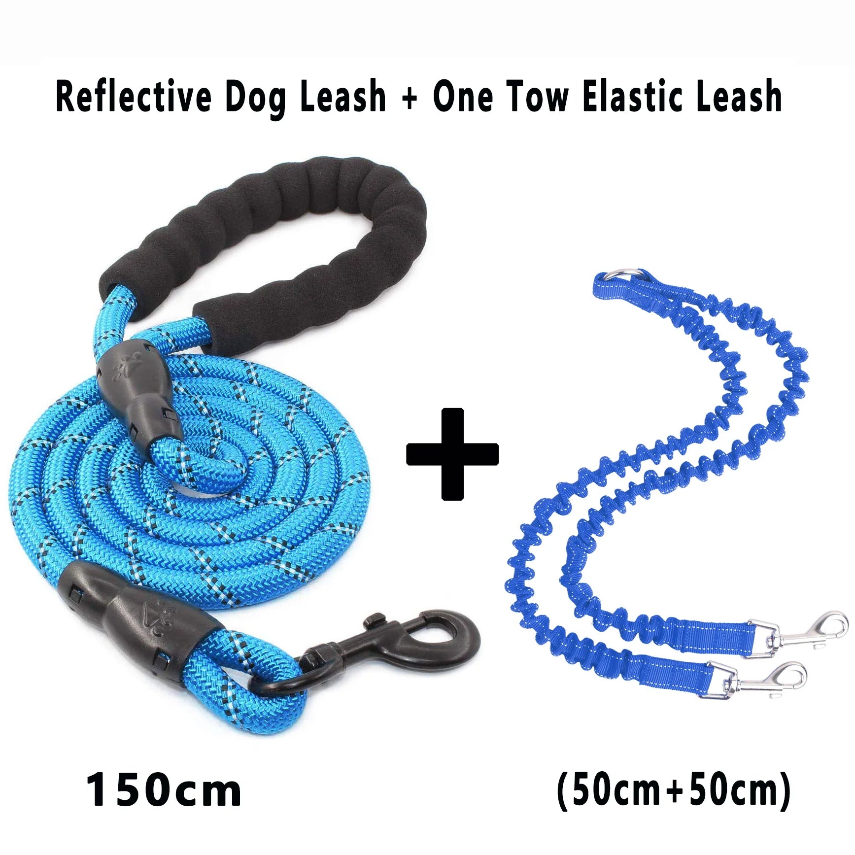 Double Dog Leash 360 Swivel No Tangle Walking Leash Shock Absorbing Bungee for Two Dogs Retractable Elastic Luminous Dog Leash