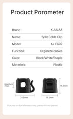 KUULAA 3/6 Pcs Cable Clip Cable Holder Adhesive Wire Keeper Cord Cable Organizer for Home Office Under Desk Management