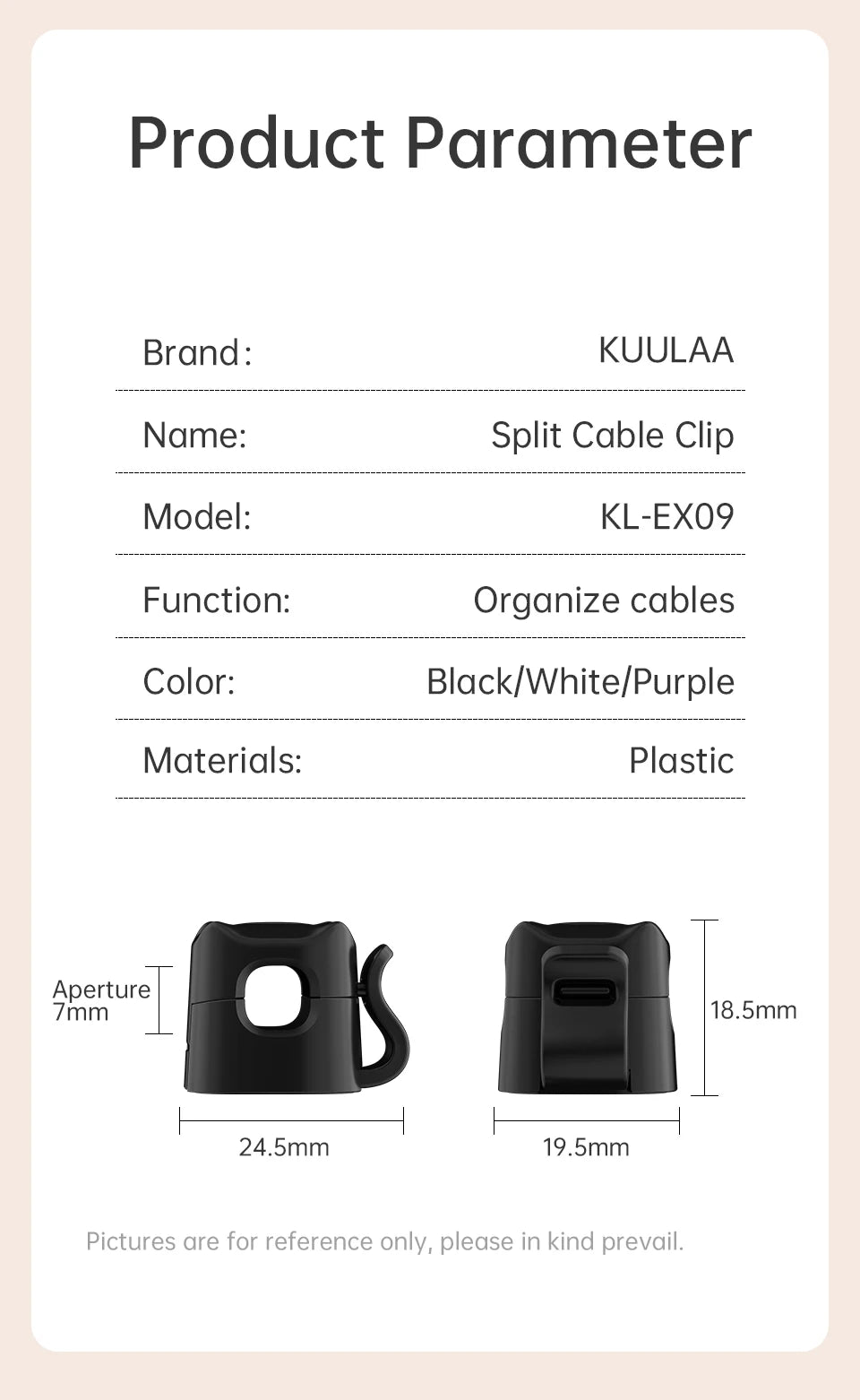 KUULAA 3/6 Pcs Cable Clip Cable Holder Adhesive Wire Keeper Cord Cable Organizer for Home Office Under Desk Management