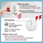 Wireless Caregiver Pager Life Alert System SOS Panic Call Button with Door Light for Seniors Disabled Elderly Home Hospital
