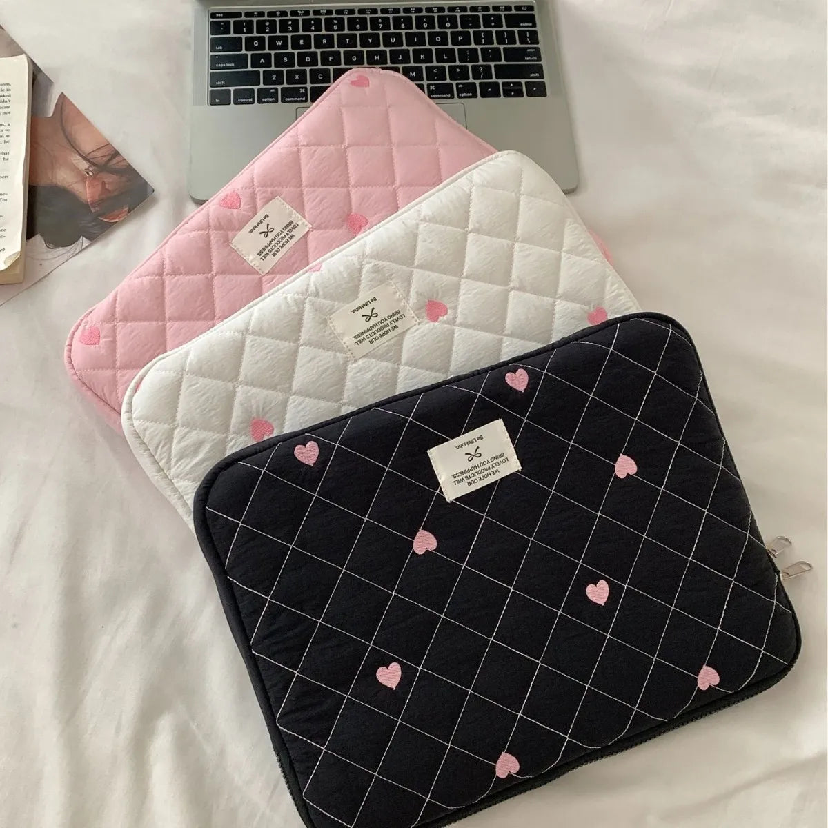 Cute Print Love Embroidery Laptop Bag 11 13.3 14 15 15.6 16 Inch Computer Bag Protection Case Laptop Sleeve Computer Case Bag