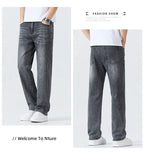 Summer Thin Straight Jeans Men's Clothing Soft Breathable Trousers Male Brand Comfortable Business Loose Denim Pants Retro Y2K
