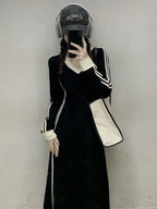 Plus Size 4xl 5xl Casual Slim Long Sleeve Dresses Summer Black Office Lady Womens Clothing Spring Korean Fashion Elegant Dress
