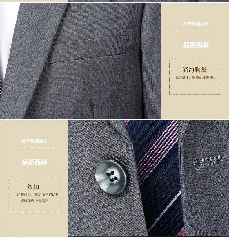 S-8XL New  (Blazer+ Pants) Men's Fashion Business Gentleman Trend Slim-fit Casual Wedding Travel Plus-size Solid Color Suit