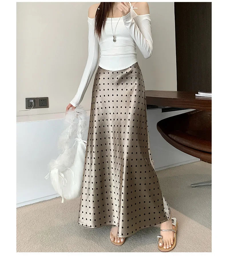 Spring 2025 High-Waisted Hoop Skirt Women's Vinegar Slimfish Tail Skirt A- Line Flared Hip Covering Long Dress