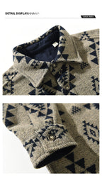 2024 Autumn Winter New Vintage Loose Printed Wool Shirts for Men Clothing Cargo Big Pockets Men Shirts AZT738