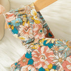 2 Pcs Summer New Baby Girl Dress Fashionable Floral Fly Sleeve Cotton Dress with Crossbody Bag Suitable for Babies Aged 0-3