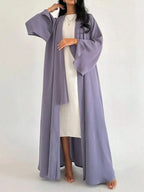 Full Sleeve Loose Open Front Abaya Muslim Women Abayas Solid Kaftans Islamic Maxi Dresses Jilbabs Middle-East Ethnic Clothing