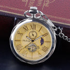Luxury Gold Moon Phase Without Cover Mechanical Pocket Watch Antique Pendant Pocket Clock High Grade Gifts for Men