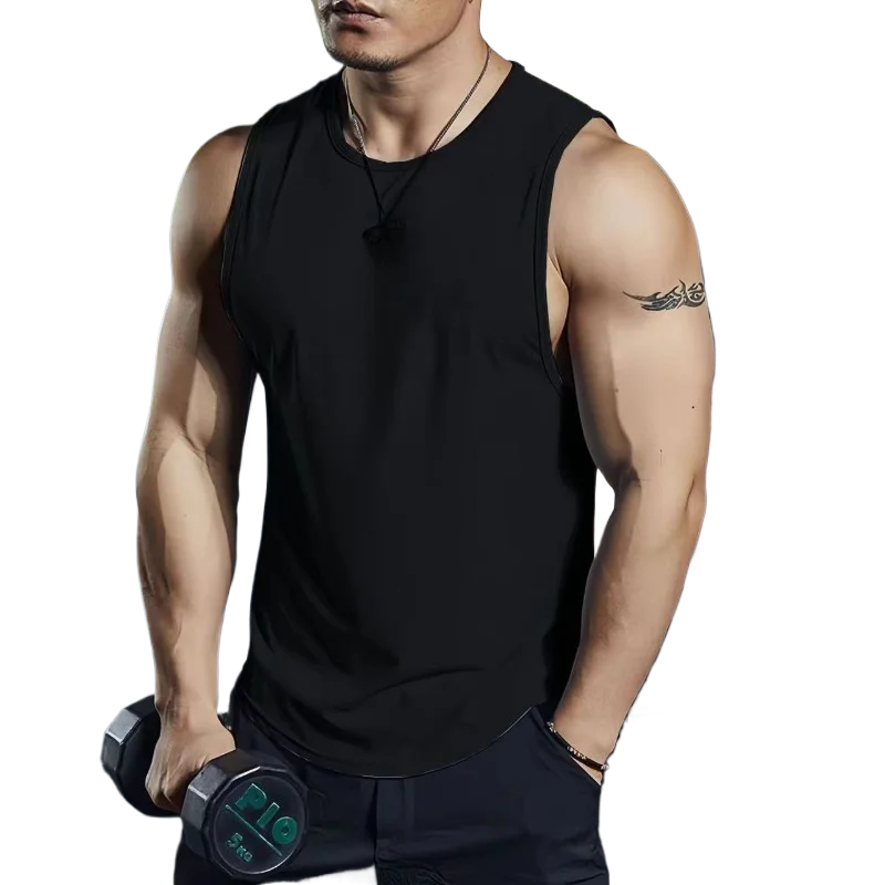 Summer men's gym fashion vest fitness training clothes quick drying loose fit sleeveless shirt men's sports basketball vest top
