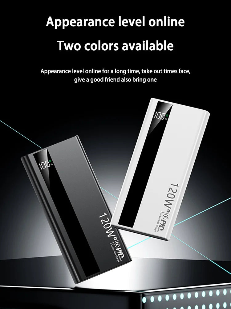 120W 50000mAh Power Bank High Capacity Digital Display Fast Charging Powerbank Portable Battery Charger Type C For iPhone