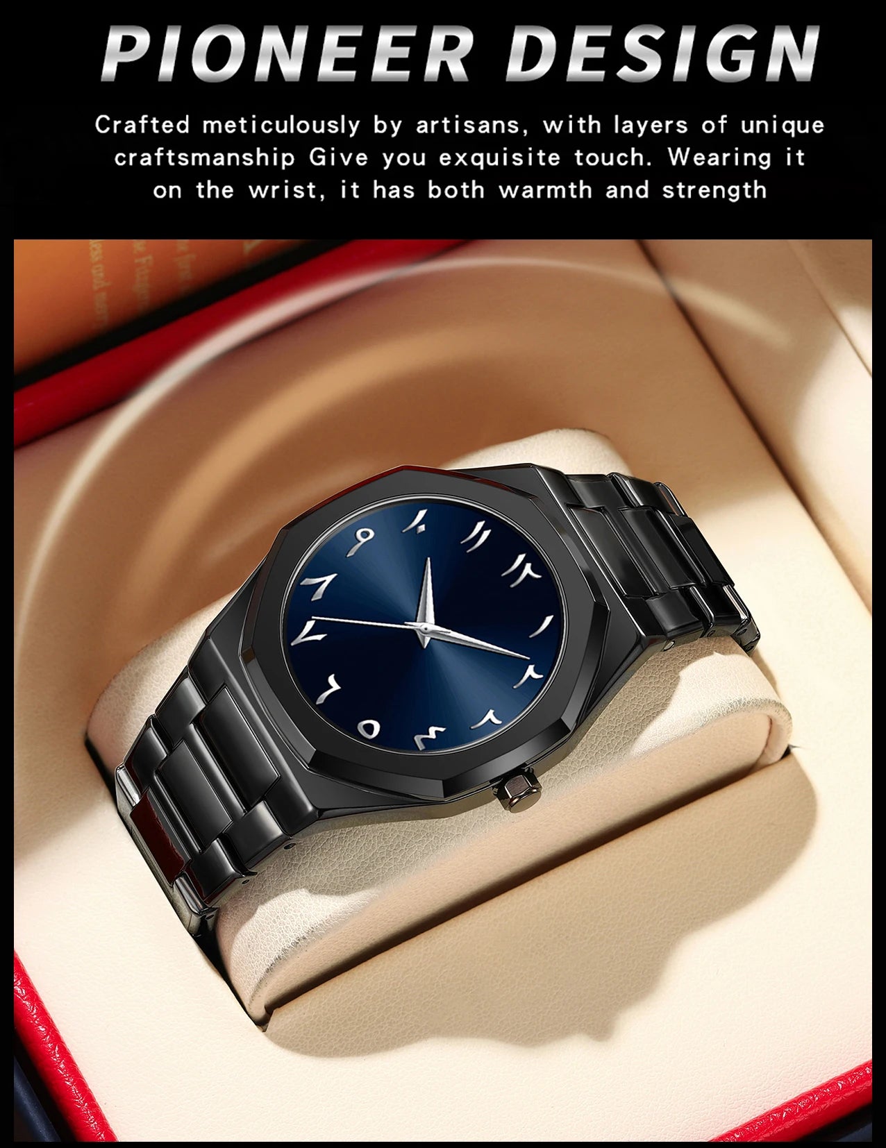 Modern Minimalist Personality Creative All-black Men's Watch Arabic Digital Sports Leisure Quartz Watch Unique Design Watch 2025