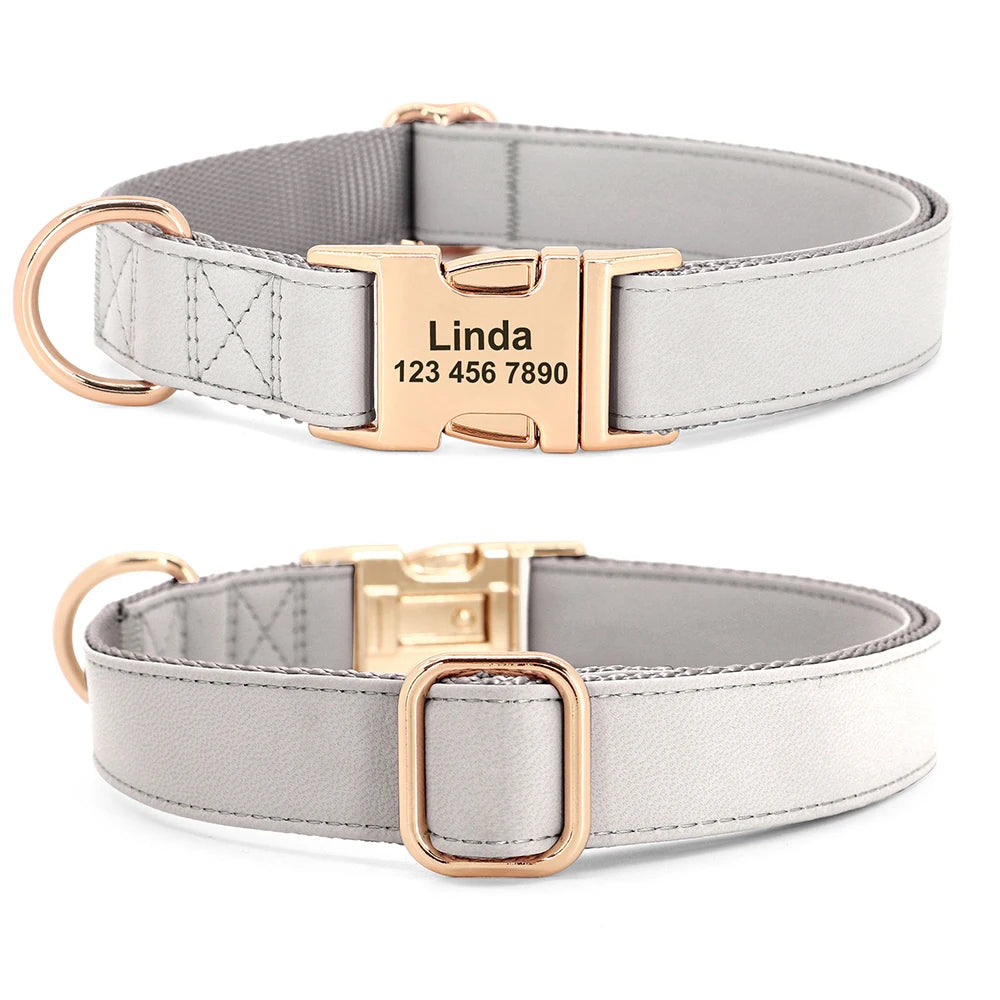 Personalized Dog Buckle Collar Customized Dog Leather Collars Free Engraving Pet Collar For Small Medium Large Dogs Bulldog Pug