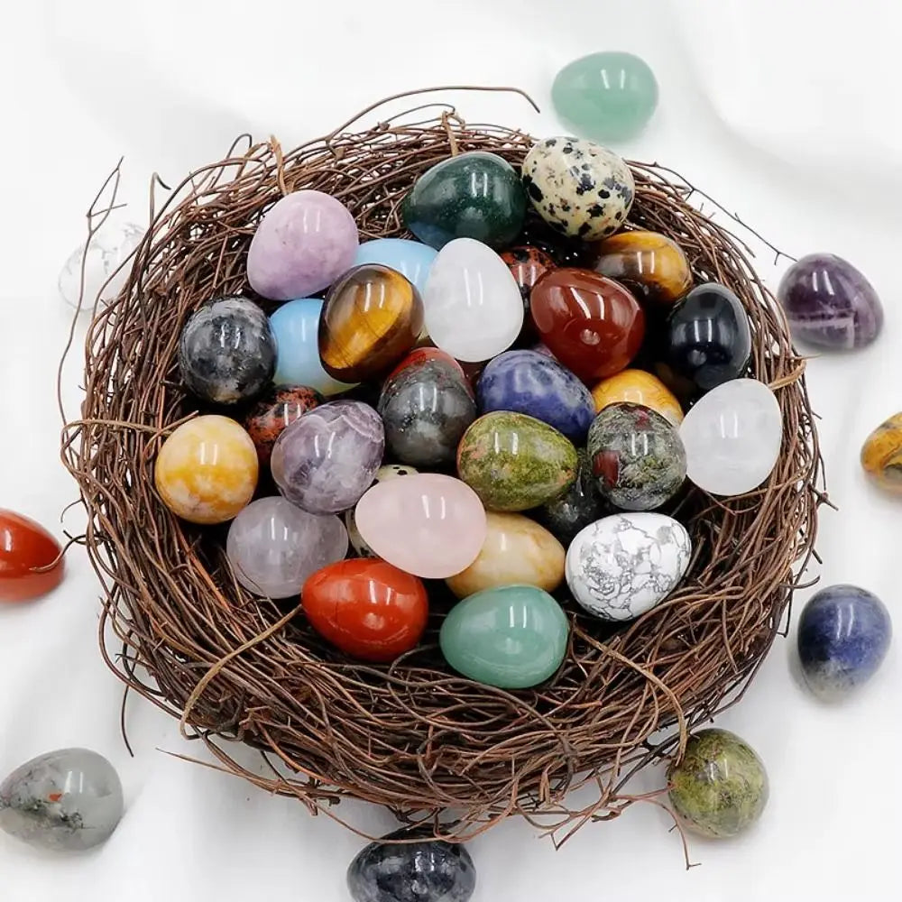 10pcs Natural Polished Stone Egg Crystal  Large Stone Polished Mineral Egg Palm Chakra Egg Creative Home Decoration Gifts