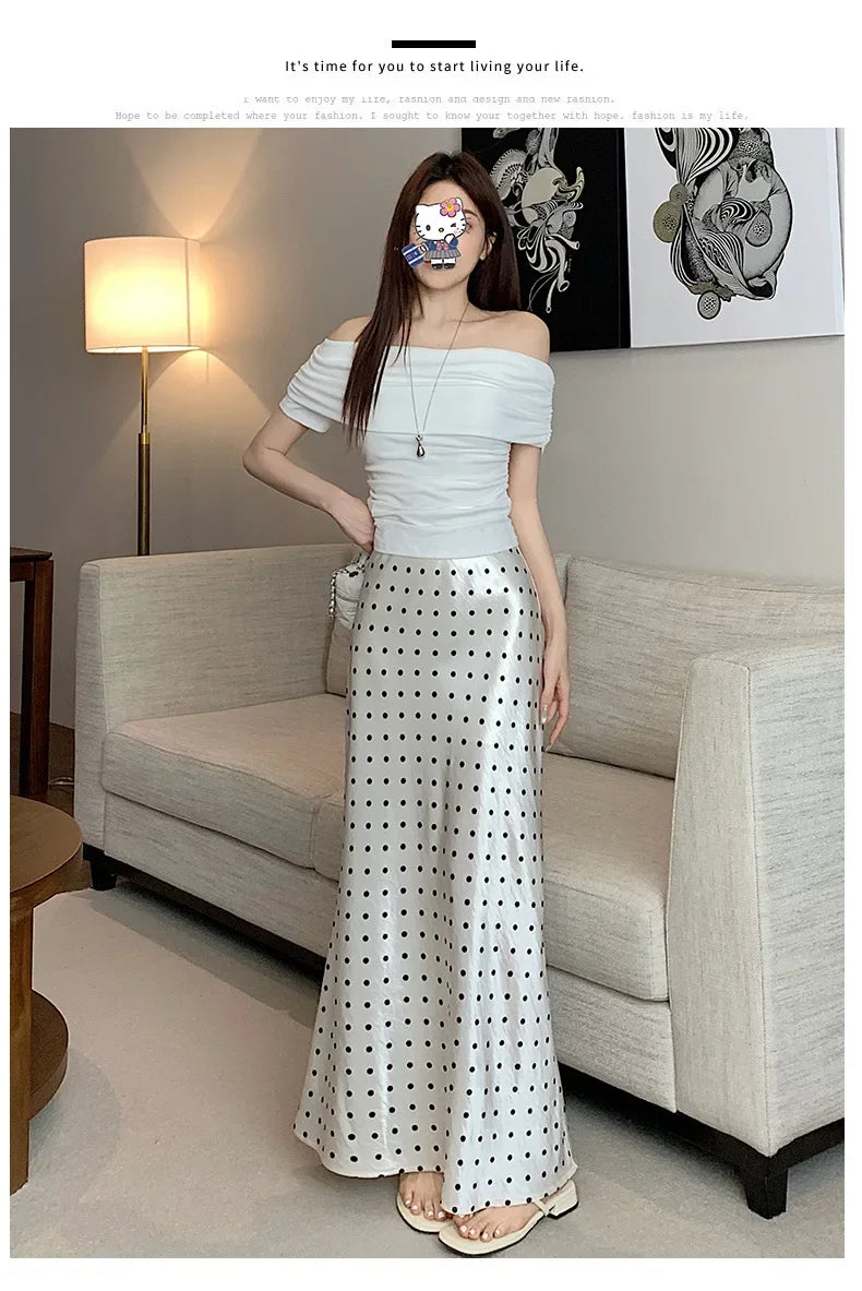 Spring 2025 High-Waisted Hoop Skirt Women's Vinegar Slimfish Tail Skirt A- Line Flared Hip Covering Long Dress