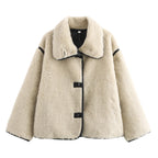 Zach Ailsa Women's Big Collar Fur Integrated Plush Coat Autumn/Winter New Solid Color Long Sleeve Warm Jacket