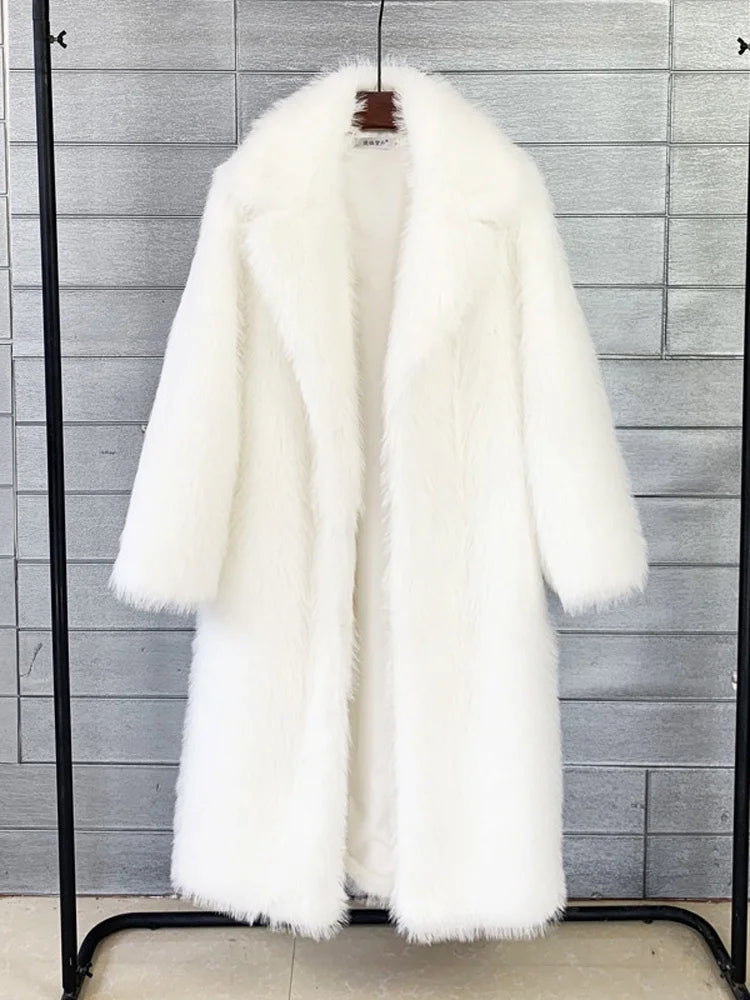 Tossy Winter Fur Feather Loose Overcoat Women's Fashion Pocket Solid Commute Streetwear Jacket Ladies Luxury Patchwork Coat 2025