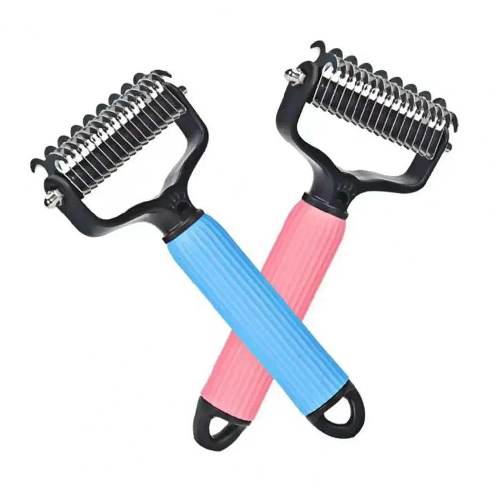 Pet Detangling Comb Handheld Dogs Cats Undercoat Rake Double-Sided Stainless Steel Teeth Deshedding Grooming Brush for Shedding