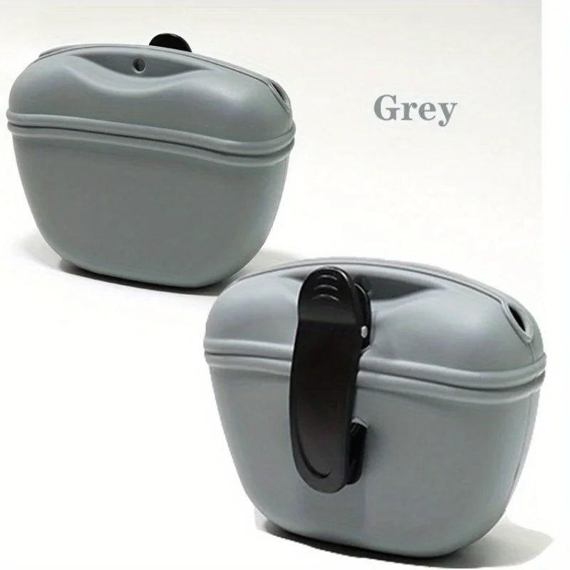 Silicone Dog Treat Bag Pet Portable Dog Training Waist Bag Waterproof Dog Snack Training Bag with Magnetic Clip Pet Outing