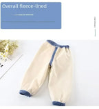 Autumn/winter Children's Fleece-lined Corduroy Pants Stylish Embroidery Casual Warm Trousers For Boys Girls