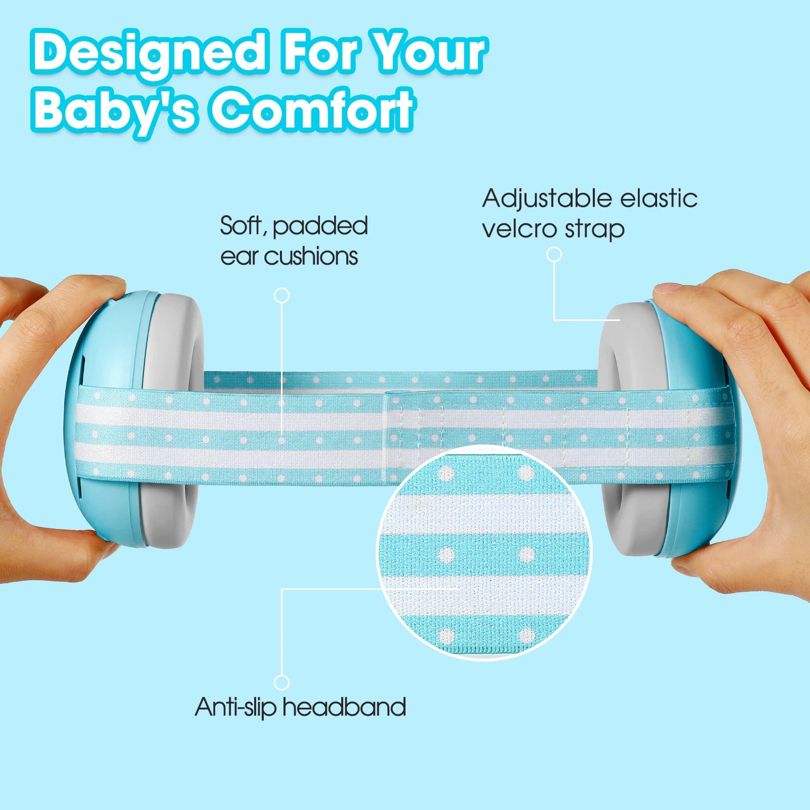 Baby Ear Protection for Babies Toddlers Elastic Noise Reduction Earmuffs Baby Headphones Against Hearing Damage Improves Sleep