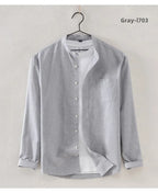2025 Cotton Stand-up Neck Oxford Spinning Anti-wrinkle Casual  Spring  Autumn New Men's Shirt Jackets  Long Sleeve Shirt Men's