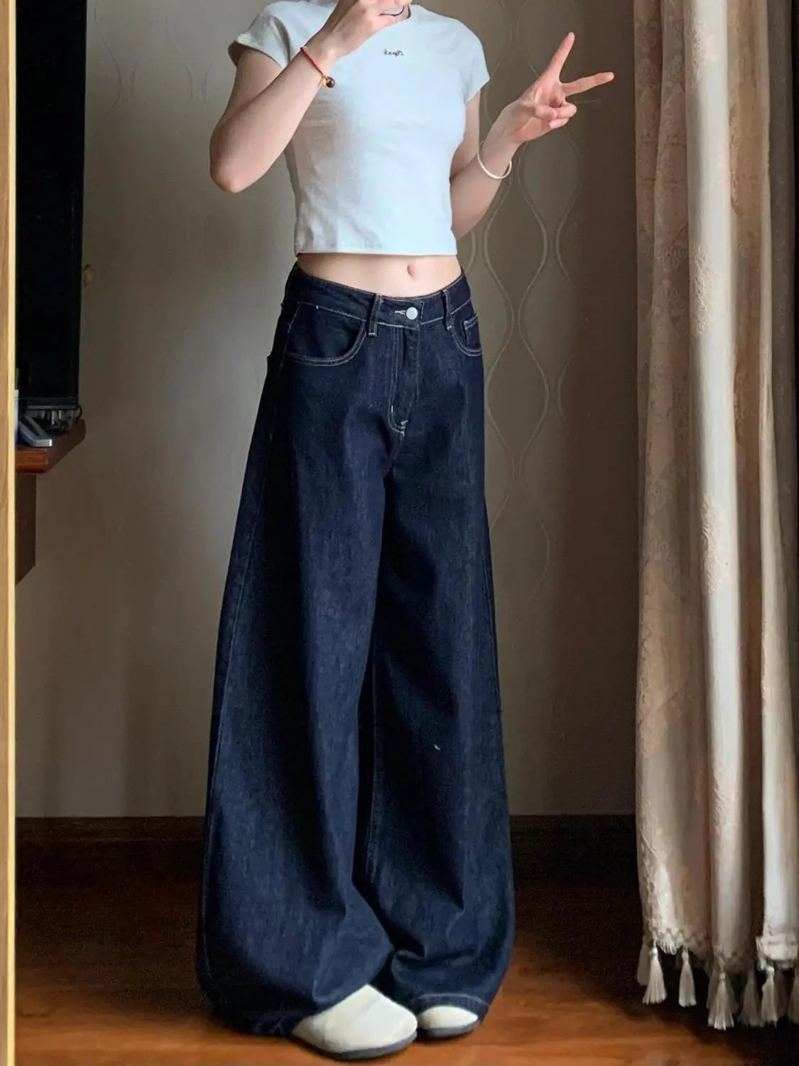 Harajuku Fashion Korean Popular Clothes Women's Denim Pants Bootcut Jeans Y2k Baggy American Vintage Pant Woman Clothing 2000s