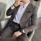Men Luxury Slim Fit Check Suits Men Boutique Business Casual Formal Suits Sets Blazers+Pants Wedding Social Tuxedo Dress Homme