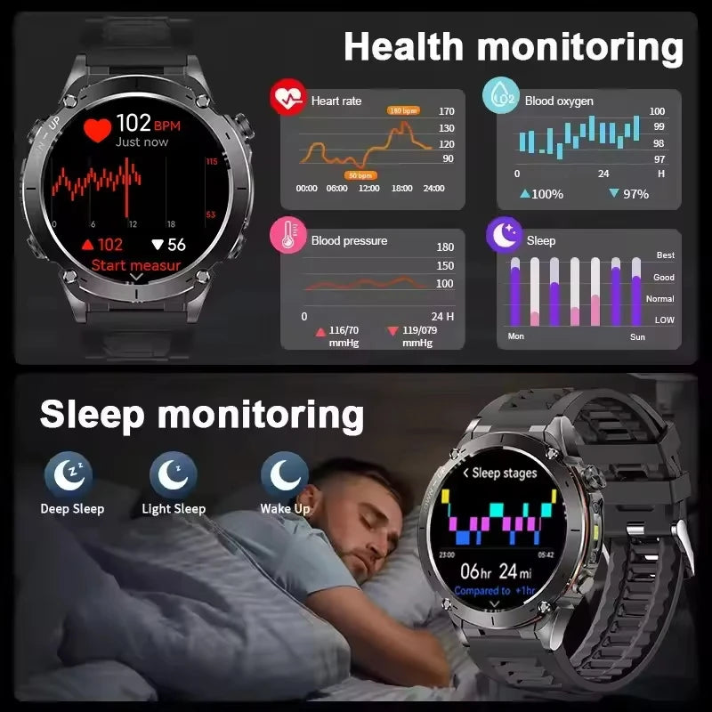 Men New Outdoors Sports Military GPS SmartWatch 10ATM Waterproof 730mAh High Battery Compass NFC HD Call For Huawei Xiaomi Watch