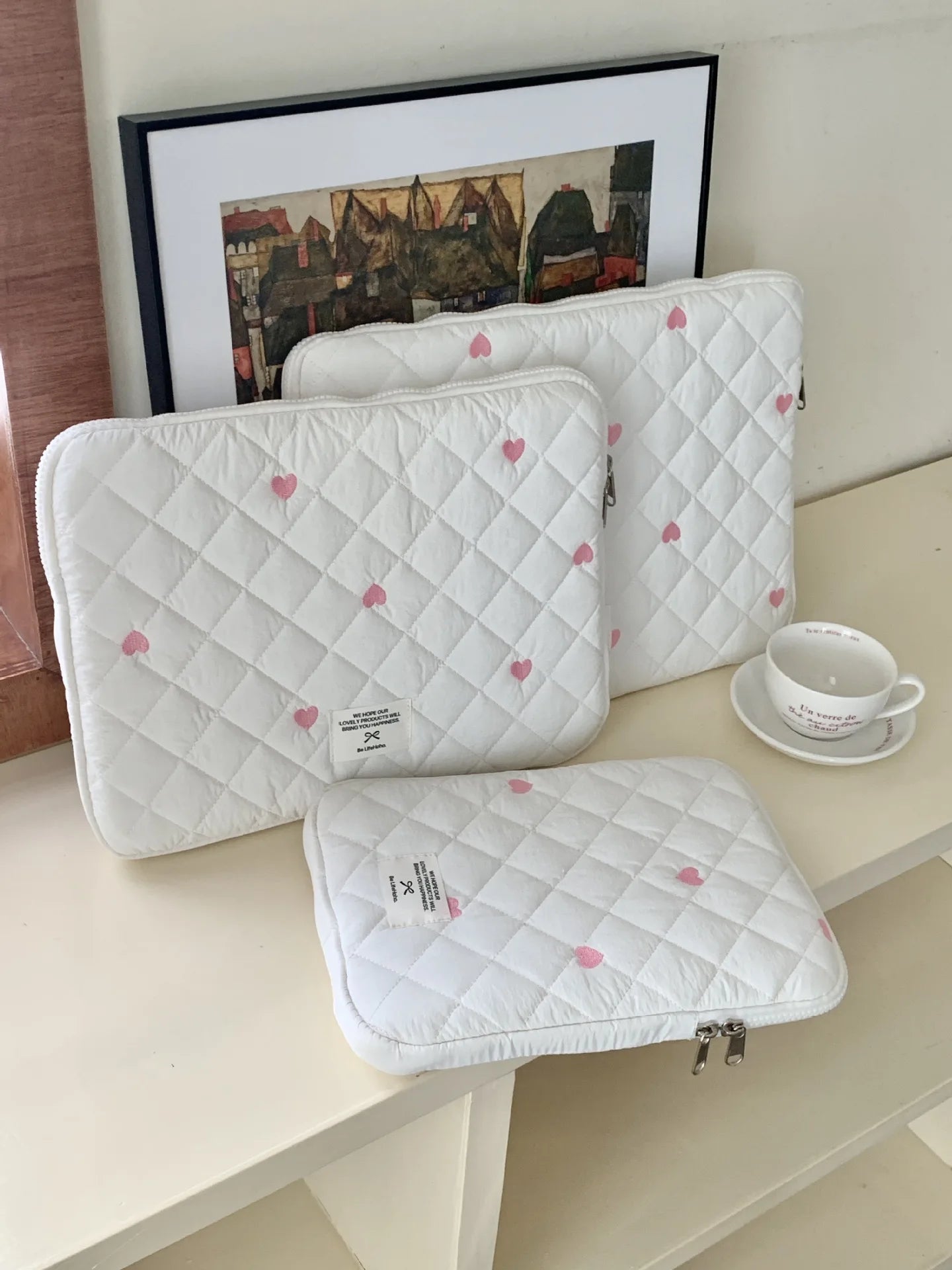 Cute Print Love Embroidery Laptop Bag 11 13.3 14 15 15.6 16 Inch Computer Bag Protection Case Laptop Sleeve Computer Case Bag
