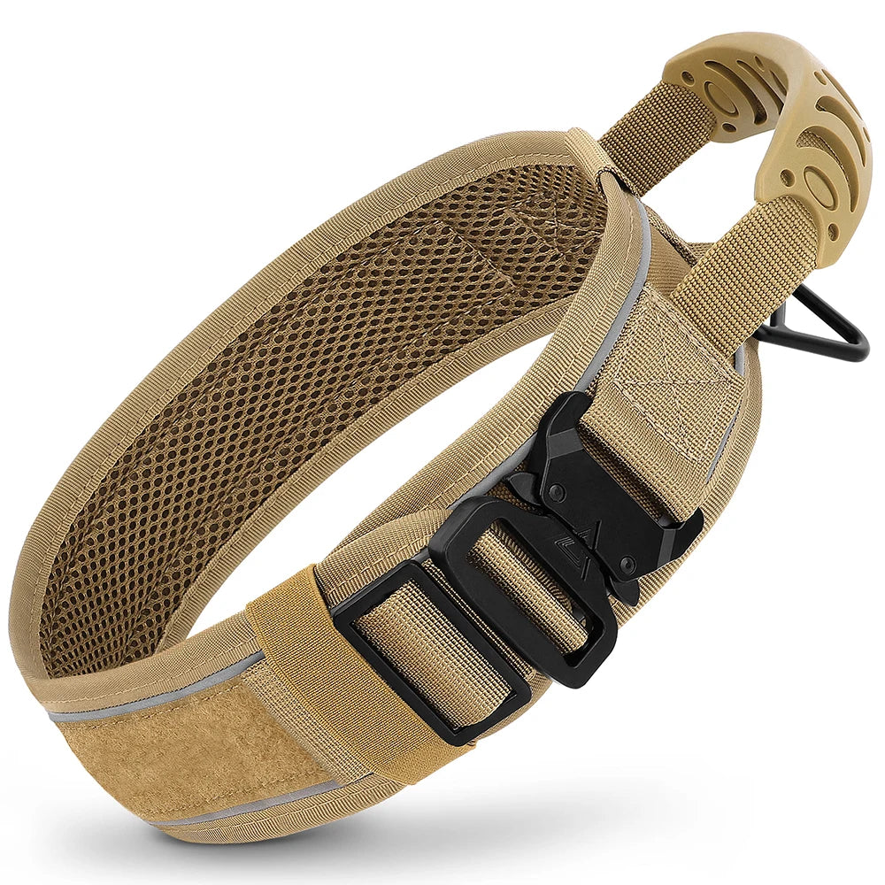 Nylon Durable Dog Collar Military Tactical Pet Training Collars Reflective Necklace With Handle Strong For Medium Large Dogs