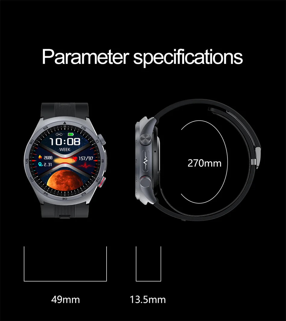 Sapphire Glass AMOLED Blood Pressure Smart Watches ECG Blood Oxygen Blood Pressure Air Pump Sport Health Tracking Smartwatch NFC