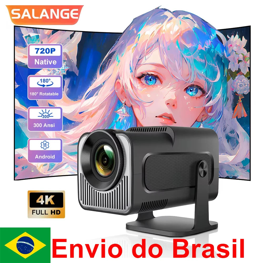Salange HY320 Mini 4K Android 11 Projector Native 720P 300ANSI Dual Wifi6 BT5.0 Cinema Portable Projetor Outdoor 180°  Rotable