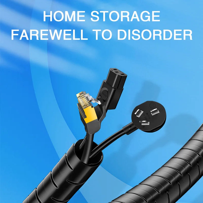 2M 16/10mm Flexible Spiral Cable Wire Protector Cable Organizer Computer Cord Protective Tube Clip Organizer Management Tools
